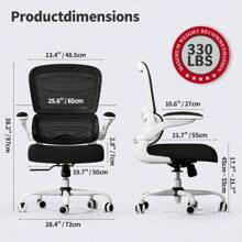 TRALT - Silla de Oficina ergonómica con Soporte Lumbar Ajustable, Silla de computadora de Malla, Silla ejecutiva para Oficina en casa, cómodo Soporte Lumbar (Blanco) - Beis - Ver 4