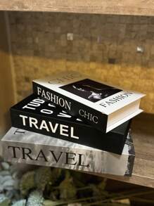 Kit With 3 Fake Books Desk Book Organizer Box Decorative Object Holder - TRAVEL - View 6