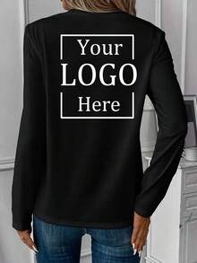 Customized Women Long Sleeve T-Shirt With Front & Back Graphics/Class Logo/Workwear Design/Dance Team Logo Black Spring ,Vacay Vibes - Black - View 2