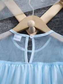 Girls Spring Mesh Patchwork 3D Flower Fashion Princess Dress With Crossbody Bag, 1 Set - Baby Blue - View 9