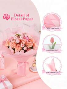 MEHELANY 20/10/5/1pcs/Pack Floral Wrapping Paper - Waterproof Bouquet Wrapping Paper For Valentine's Day, Suitable For DIY Handmade, Floral Supplies, Wedding, Birthday Gift Packaging, Gift Wrapping, Bouquet Packaging, DIY Flower Arranging, Mother's Day, Birthday, Wedding, Graduation Ceremony And Anniversary - Autumn Pink - View 2