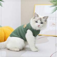 Hundeoberbekleidung geeignet für Frühling und Sommer Outdoor-Reisen. Tragen Sie eine weiche, bequeme, atmungsaktive Hundeweste. Atmungsaktives Haustierhemd mit niedlichem Bärchen-Aufnäher, einfarbige modische Weste für Welpen und Katzen Sommer-Bekleidung - Verschiedenfarbig - Übersicht 3