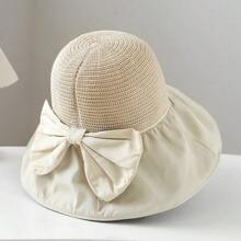 1pc Polyester Foldable Wide Brim Bucket Hat, Sun Protection Outdoor Bucket Hat For Travel