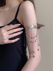 1pc European And American Open Arm Bracelet, Vintage Open Arm Bracelet Punk Style, Fringe Star Bracelet, Love Bracelet, Simple Bracelet, Arm Decoration Suitable For Daily Wear, Party Accessory Gift, Banquet, Wedding, Women's Gift