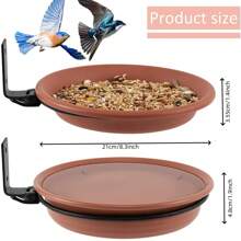 2/3 Comederos y bebederos de aves para exteriores que se pueden fijar a troncos de árboles, para colocar en vallas de madera, en terrazas de árboles, con anillos de hierro resistentes - Marrón - Ver 3