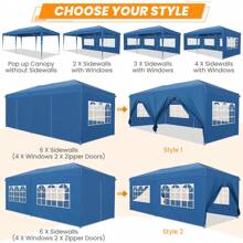 tooluck Tonnelle pliante Tonnelle Gazebo Carpas Cenadores 3x6m Imperméable et stable avec 6 parois latérales Pavillon avec construction à une poussée avec 8 poteaux brise-vent Tente de fête pour mariage de fête - Bleu azur - Voir 4