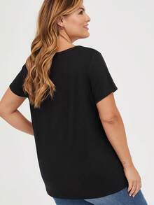 Talla Grande, Camiseta Casual de Manga Corta para Mujer Talla Grande - Negro - Ver 3