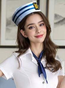 1 Women's Navy Sailor Hat Cosplay Event Party Uniform Performance Beach Yacht Captain Hat - A-hJM - View 2