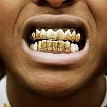 THATBOY 2PCS Simple Fashionable 14-Tooth Smooth Hip Hop Punk Style Blingbling Rapper Grillz Teeth Jewelry