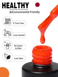 10ML YOKEFELLOW Orange Gel Nail Polish Set, Pumpkin Orange Color Red Black Semi-Permanent Fall Acrylic Nails Set Collection For Nails Soak Off UV/LED For Home Salon Nail Art DIY And Holiday Gift Collection For Women Girls - 彩色 - 查看 7