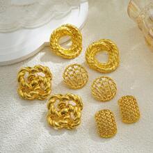 1 par de pendientes de aro exagerados con cadena retorcida de color dorado metálico, regalo del Día de San Valentín para mujeres