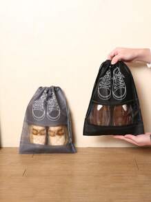 20 Peças Sacos de Cordão para Sapatos de Viagem, Bolsas de Armazenamento à Prova de Poeira, Organizadores de Sapatos de Tecido para Viagens, Exterior, Transparente, À Prova d'Água - Multicolorido - Visão 2