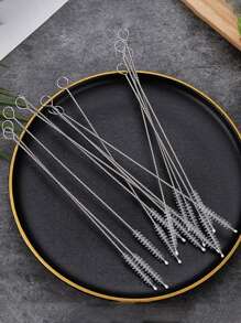 5/10/20/50 超长不锈钢清洁刷、可重复使用的吸管清洁刷、厨房清洁用品、管道清洁器、吸管清洁器，非常适合清洁玻璃硅胶金属吸管和水瓶吸管杯。