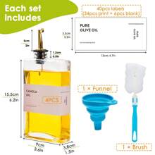 4 Pack 12oz/350ml Gold Olive Oil Dispenser Set - Heavy Duty Thickened Glass Bottles For Kitchen, Cooking Oil, Vinegar, Soy Sauce And Coffee Syrup, With Stainless Steel Automatic Pour Spout And 40 Label Funnel - Gold - View 5