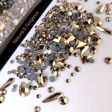 150pcs Flatback Round Rhinestone Plus 20pcs Flatback Odd Shaped Large Cubic Zirconia Black Blue Moon Nail Rhinestones - Baby Pink - View 2