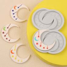 1 件月亮硅胶模具、蜡烛模具、肥皂模具、树脂模具、DIY 软陶粘土滴胶装饰模具、手工装饰艺术工具 - 白色 - 查看 3