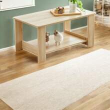 Mesa de centro rectangular de doble capa estilo minimalista moderno - Mesa de té en color de madera, hecha de material MDF duradero. Ideal para sala de estar, dormitorio y sala de estudio, con dimensiones de 35.4"*19.6"*16.5", modelo CT - 16