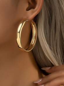 2Pcs Fashionable Minimalist Geometric Hoop Earrings