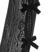 Women Lace Bolero Shrug Tops With Velvet Bows Hollow Out Shrug Open Front Cropped Cardigan Bolero Fishnet Shawl Arm Sleeves With Finger Holes Costume Accessories - màu đen - Xem 8