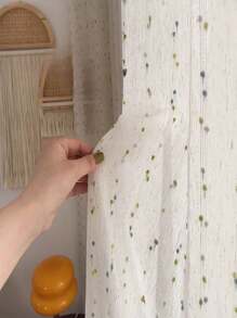 1pc Japanese Semi-Transparent Linen Curtain - Natural Inspired Multicolor Design, Suitable For Living Room And Bedroom - Multicolor - View 3