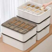 1pc Underwear Bra Socks Organizer Box, 10/15 Grids No Partition, Lightweight Plastic With Transparent Cover, Convenient For Home And Bathroom Drawer Storage - Multicolor - View 6