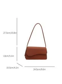 Stylish Solid Color Asymmetrical Flap Retro Minimalist Chic Shoulder Bag - Brown - View 6