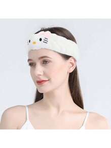 Sanrio 1 Pc Hello Kitty Hair Band Spa Headband, Cute Women's Headband For Facial Makeup, Washing, Parties, Soft Microfiber Coral Skincare Shower Fluffy Towel Headband For Girls.