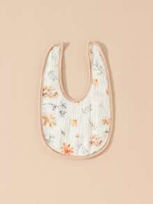 Set de 5 baberos en forma de U para bebés, estampados florales de algodón anti-regurgitación y babas para niñas