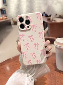 Bow-Knot 1pc Perforated Edge Pink Bowknot Painted Thickened Shockproof Phone Case Compatible With Iphone 16, IPhone 16 Pro, IPhone 16 Plus, IPhone 16 Pro Max, IPhone 15 Pro Max, Apple IPhone 13, IPhone 14, Galaxy S25, Galaxy S25 Plus, Galaxy S25 Ultra, Galaxy A50, A12, A32, A52, A72, A51, A21S, A13, A14, S22 Ultra, S23, A33, A53, S20 FE, Redmi 11, 12 Pro, 12, 12X, Note 11, 9A, 9C, Poco X3 NFC, Redmi 10, 9, Note 9, 12C, Note 11 Pro, Redmi 10C, Note 8 Pro - Multicolor - View 2