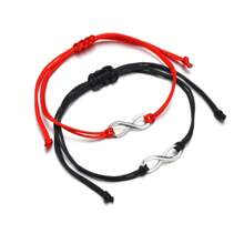 2pcs Woven Infinity Symbol Cord Bracelet, Vintage Couples Style - Multicolor - View 6