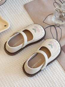 1 双婴儿米色平底鞋，女童幼儿帆布鞋，带钩环扣，简约夏季户外儿童鞋 - 米色 - 查看 2