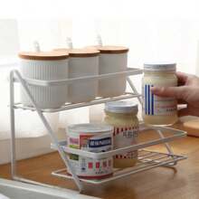 1 件橱柜角落香料罐收纳架，家庭厨房储物架 - 白色 - 查看 6