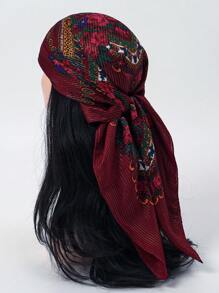 1 pièce Bandeau/Bandana élégant pour femme avec imprimé métallique multicolore, accessoire de mode polyvalent, convient comme cadeau de fête pour une robe - Rouge foncé - Voir 3