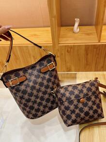 Women's Fashionable Casual Versatile High-End Shoulder/Crossbody/Handbag Bucket Bag, Spring 2025 New Arrival - Coffee - View 4