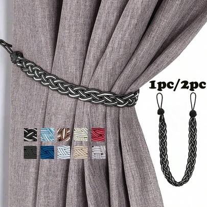 1pc/2pcs Polyester Braided Cord Curtain Tie Backs, Multiple Colors Available, Suitable For Curtain Fixing And Decoration Gifts Birthday Graduation