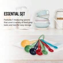 Plastic Professional 7 Piece Multi-Colored Measuring Spoon Set