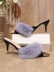 2025 Spring/Summer New Lightweight Cross-Strap Chunky High-Heel Slide Sandals For Women - Purple - View 7