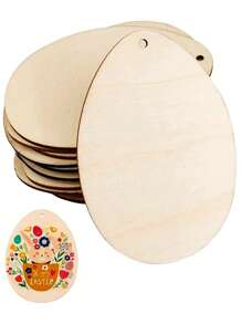 10 pièces Œufs de Pâques en bois, décoration de fête de vacances, tranches de bois en forme de lapin pour DIY