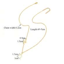 1pc New Minimalist Letter & Horseshoe Pendant Necklace, Stainless Steel Chain, Women - Yellow Gold - View 2