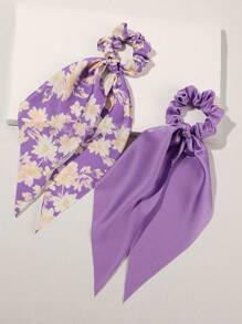 1PC/2PCS Damskie miękkie satynowe gumki do włosów z drobnymi kwiatowymi wzorami, akcesoria do włosów w stylu boho, odpowiednie do codziennego noszenia i letnich wakacji na plaży