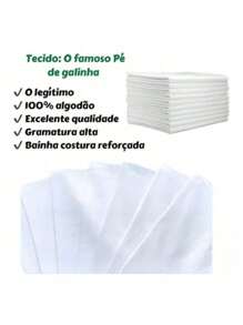 Pano De Prato Branco PÉ DE GALINHA O Legitimo Kit Com 10 Peças - Multicolorido - Visão 8
