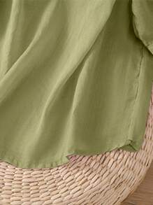 Women's Embroidered Loose Boho Vintage Blouse, Spring/Summer Casual Tops - Light Green - View 5