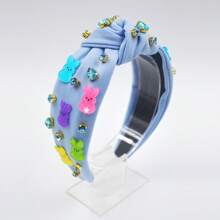 1pc Easter Women's Fabric Headband With Colorful Rabbit & Crystal Knot Decors, Suitable For Everyday Outings,Hairband,Hair Hoop