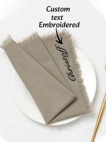 1 Servilleta de lino bordada personalizada. Servilleta de lino (con bordes con flecos), lavable a máquina, perfecta para fiestas de primavera y Pascua. También adecuada para decoraciones de Halloween y decoración de otoño. Servilletas personalizables disponibles. - Multicolor - Ver 1