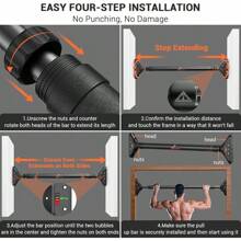 Sportneer Pull Up Bar: Strength Training Chin Up Bar Without Screws - Adjustable 29.5''-37'' Width Locking Mechanism Pull-Up Bar For Doorway - Max Load 440lbs For Home Gym Upper Body Workout, Non-Slip - 引體向上桿 - 查看 10