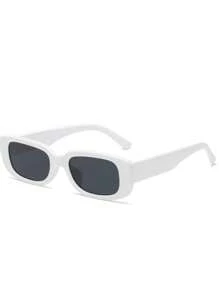 2pcs/Set Women's Black White Plastic Frame Square Beach Fashion Glasses Fashionable For Summer Beach Vacation,Outdoor,Travel