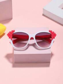 1/2 件女孩 3-8 岁波西米亚风蕾丝方形镜框时尚粉色眼镜适合节日出游和节日礼物 - 彩色 - 查看 4