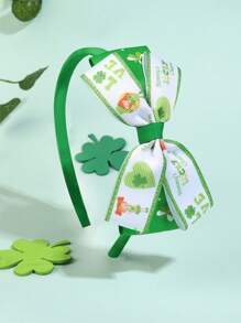 1 stuk schattige groene klaverprint strik haarband meisjes haaraccessoires