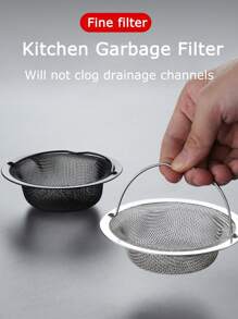 1PC Modern Stainless Steel Round Sink Strainer With Handle - Anti-Clogging Mesh Strainer For Kitchen And Bathroom Sinks, No Power Required - Multicolor - View 4