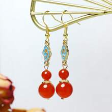 1 件传统风格红玛瑙葫芦形女士吊坠，适合日常佩戴和母亲节礼物 - 紅色 - 查看 2